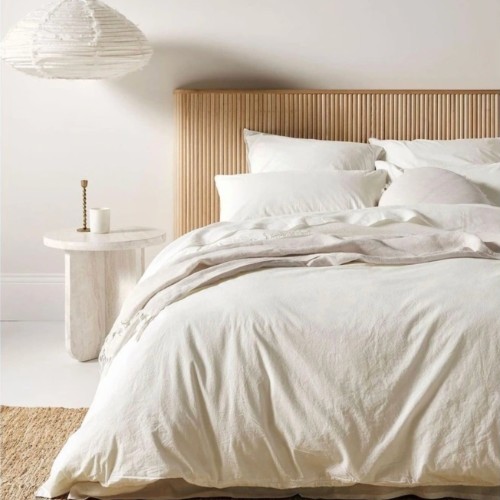 Aura Home  Evie Organic Stonewash Bedlinen Collection in White